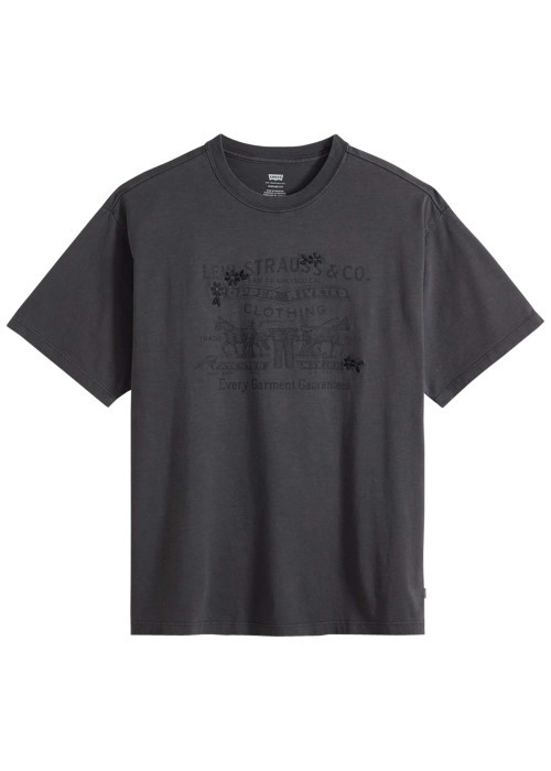 T-shirt en coton anthracite imprimé à coupe...