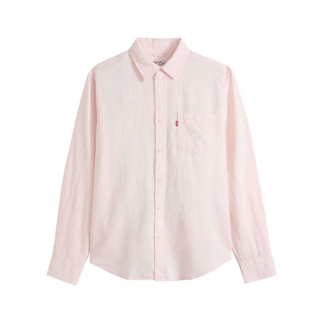 Chemise en coton rose à coupe droite pourvue...
