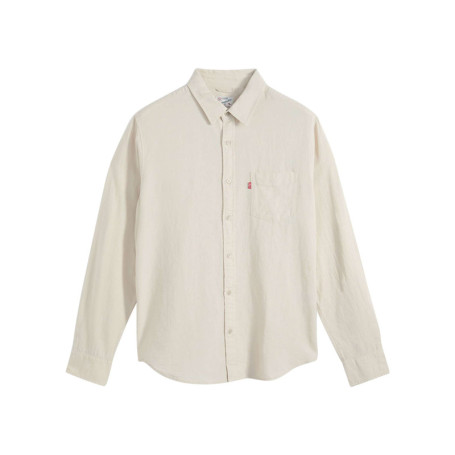 Chemise en coton beige à coupe droite pourvue...