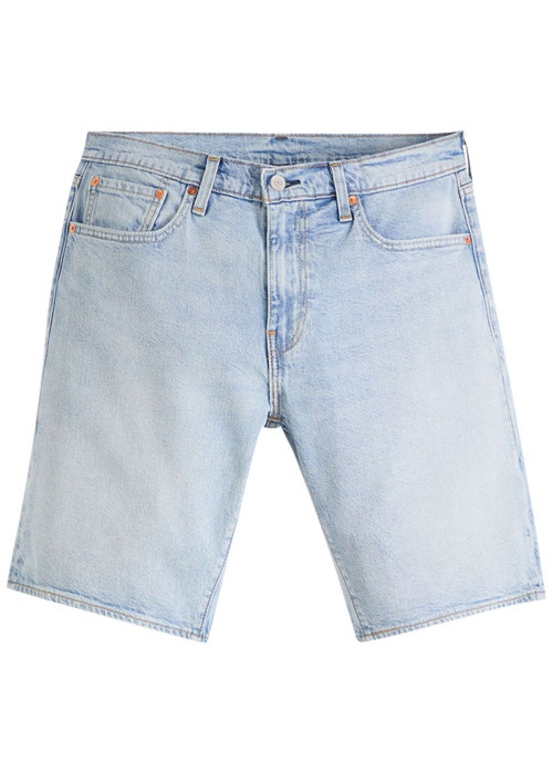Short 405 en coton ciel coupe droite pourvu de coutures contrastées camel