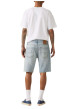 Thumbnail Short 405 en coton ciel coupe droite pourvu de coutures contrastées camel - Image 4