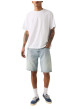 Thumbnail Short 405 en coton ciel coupe droite pourvu de coutures contrastées camel - Image 6