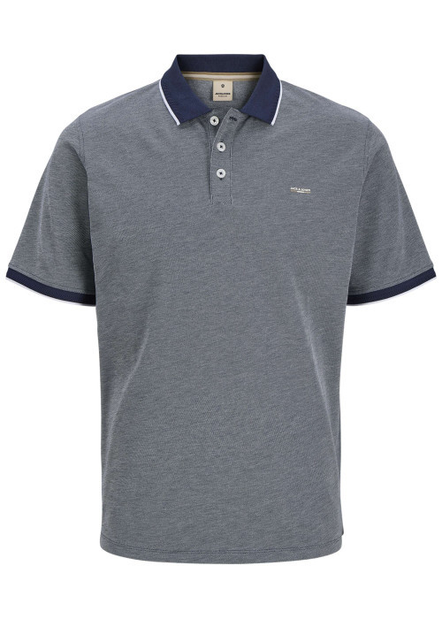 Polo marine uni avec une coupe droite et un col...