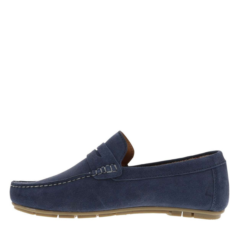 Redskins - Mocassins Bicari En Cuir Bleu Marine à Talon Plat Avec Un Logo Au Talon - Bleu