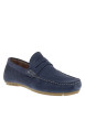 Thumbnail Mocassins Bicari en cuir bleu marine à talon plat avec un logo au talon - Image 3