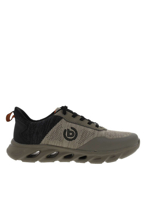 Sneakers kaki avec un talon plat et un logo embossé sur le côté