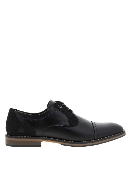 Derbies noires avec une semelle plate et une fermeture à lacets ronds