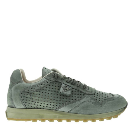 Baskets running en cuir kaki à talon plat avec...