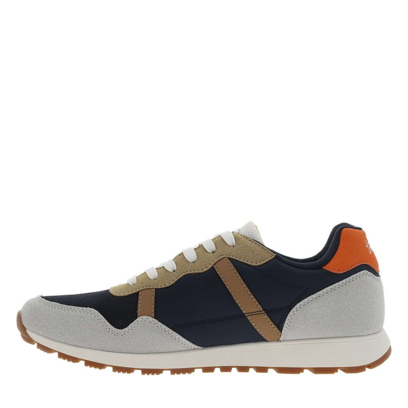 Jack & Jones - Baskets Bleu Marine à Talon Plat Avec Des Lacets Blancs Et Une Semelle Crantée - Bleu Foncé Jack & Jones - Baskets Bleu Marine à Talon Plat Avec Des Lacets Blancs Et Une Semelle Crantée - Bleu Foncé