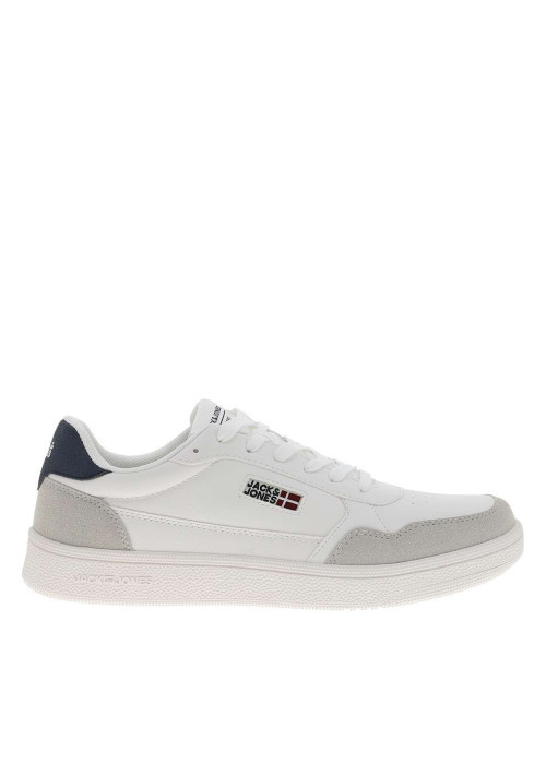 Baskets blanches à talon plat avec des lacets et logo brodé sur le côté