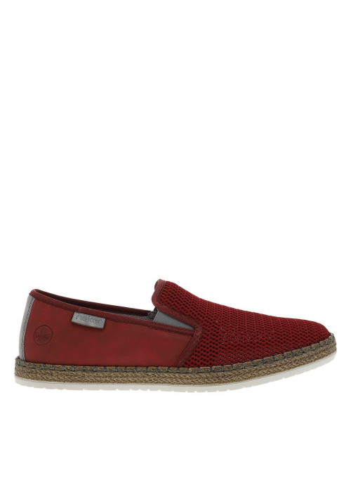 Espadrilles rouges à talon plat avec deux soufflets élastiqués
