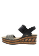 Thumbnail Nu-pieds noirs à semelle compensée haute et à boucle à ardillon - Image 2