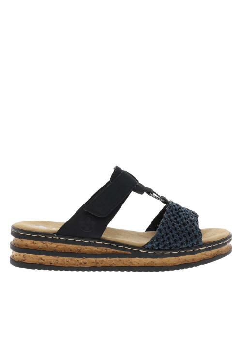 Mules bleu marine à semelle compensée avec une...