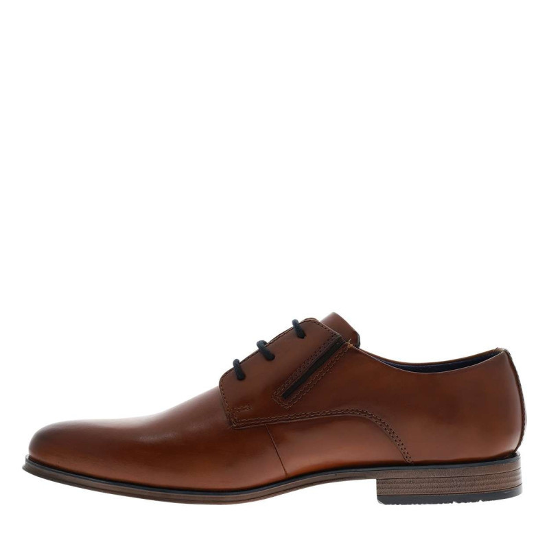 Bugatti - Derbies Cognac En Cuir Avec Un Talon Décroché Bas Et Des Lacets - Marron