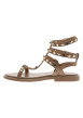 Thumbnail Nu-pieds caramel hauts en cuir avec un talon plat et une boucle à ardillon - Image 2