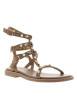 Thumbnail Nu-pieds caramel hauts en cuir avec un talon plat et une boucle à ardillon - Image 3