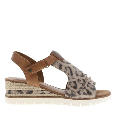 Nu-pieds beiges à semelle compensée basse et à...