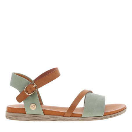 Nu-pieds verts à talon plat et fermeture avec...
