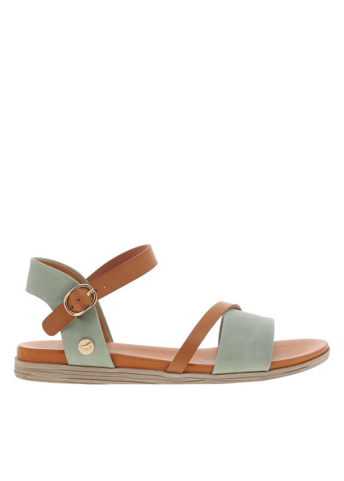 Nu-pieds verts à talon plat et fermeture avec...