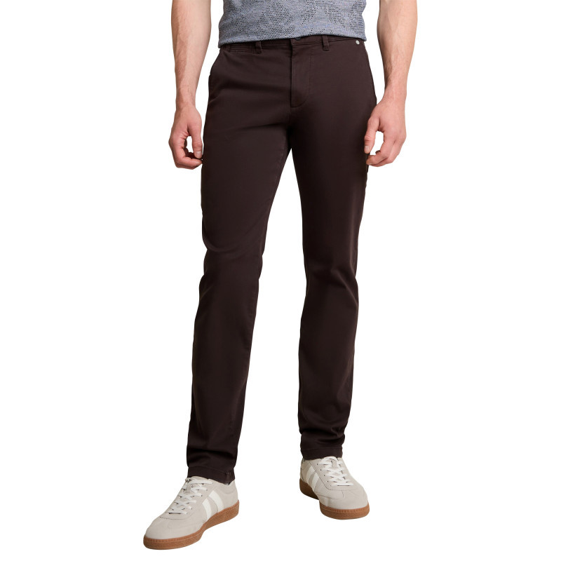Tom Tailor - Pantalon Chino En Coton Marron à Coupe Droite Pourvu De Poches - Marron