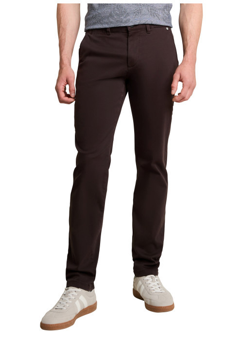 Pantalon chino en coton marron à coupe droite...