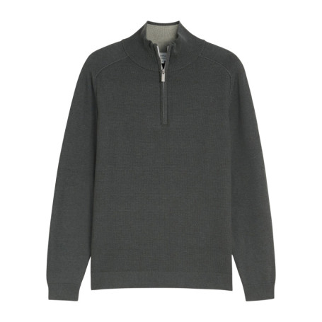 Pull en coton gris à coupe ajustée pourvu d'un...