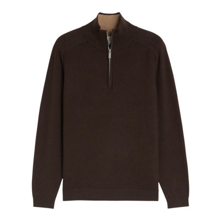 Pull en coton marron à coupe ajustée pourvu...