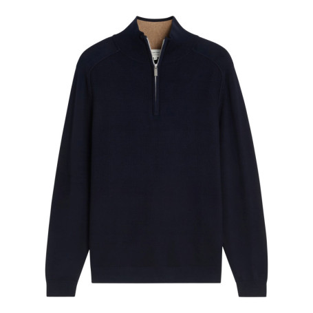 Pull en coton marine à coupe ajustée pourvu...