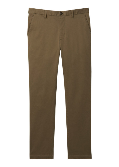 Pantalon chino en coton taupe coupe slim pourvu de poches italiennes