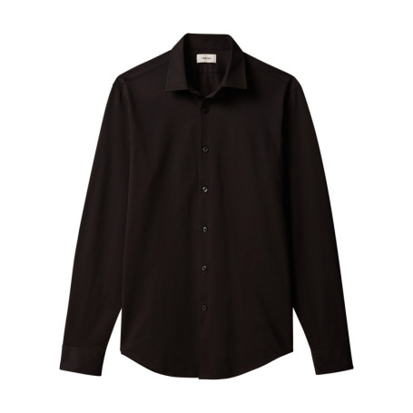 Chemise en coton mélangé noire à coupe droite...