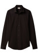 Thumbnail Chemise en coton mélangé noire à coupe droite pourvue d'un col à revers