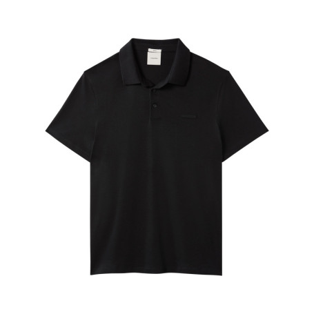 Polo en coton noir à coupe droite pourvu d'un...