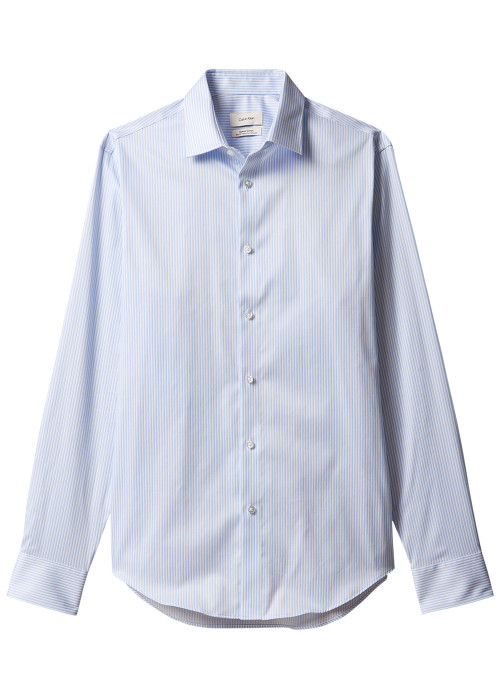 Chemise en coton bleue à coupe droite ornée d'un motif à rayures