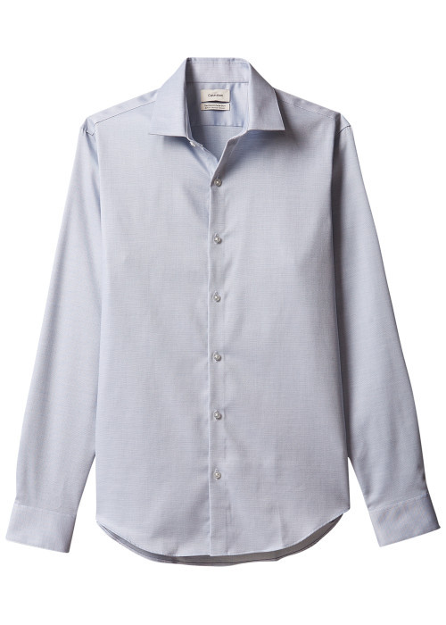 Chemise en coton bleu clair à coupe droite...
