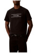 Thumbnail T-shirt en coton noir à coupe droite pourvu d'un col rond en maille piquée - Image 2