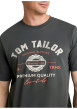 Thumbnail T-shirt en coton gris imprimé à coupe droite pourvu d'un col rond - Image 4