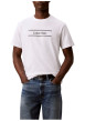 Thumbnail T-shirt en coton blanc à coupe droite pourvu d'un col rond en maille piquée - Image 2