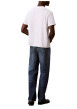Thumbnail T-shirt en coton blanc à coupe droite pourvu d'un col rond en maille piquée - Image 3