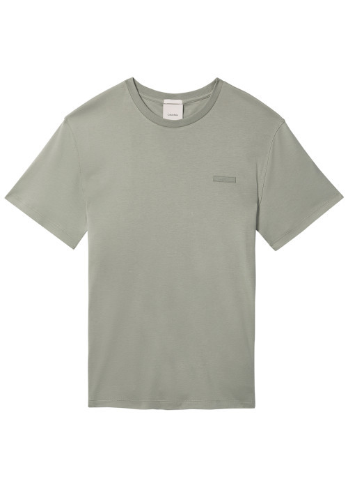 T-shirt en coton kaki à coupe droite pourvu...