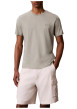 Thumbnail T-shirt en coton kaki à coupe droite pourvu d'un col rond en maille piquée - Image 2