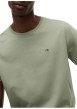Thumbnail T-shirt en coton olive à coupe droite pourvu d'un col rond côtelé - Image 4