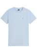Thumbnail T-shirt en coton ciel à coupe droite pourvu d'un col rond côtelé