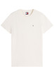 Thumbnail T-shirt en coton écru à coupe droite pourvu d'un col rond côtelé