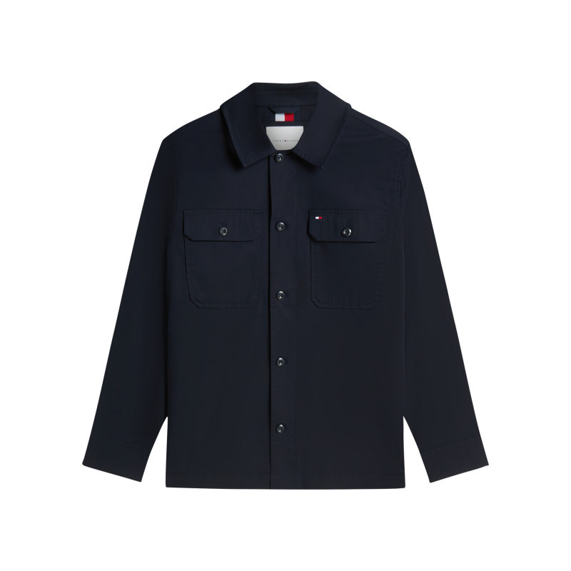 Tommy Hilfiger - Surchemise En Coton Biologique Marine à Coupe Droite Avec Un Col à Revers - Bleu Foncé Tommy Hilfiger - Surchemise En Coton Biologique Marine à Coupe Droite Avec Un Col à Revers - Bleu Foncé