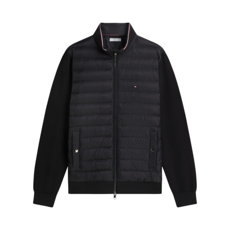 Blouson en coton mélangé noir à coupe ajustée...
