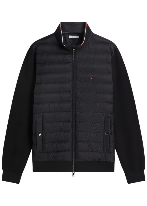 Blouson en coton mélangé noir à coupe ajustée...