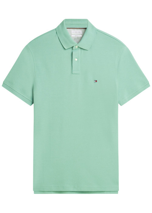 Polo en coton biologique vert à coupe ajustée...