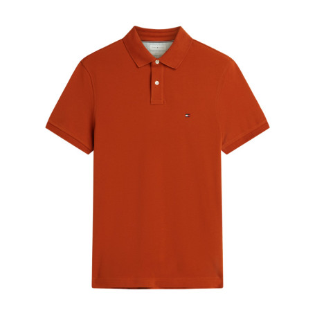 Polo en coton biologique orange à coupe ajustée...