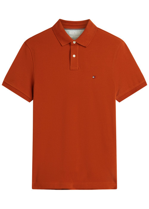 Polo en coton biologique orange à coupe ajustée...
