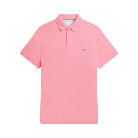 Polo en coton biologique rose à coupe ajustée...